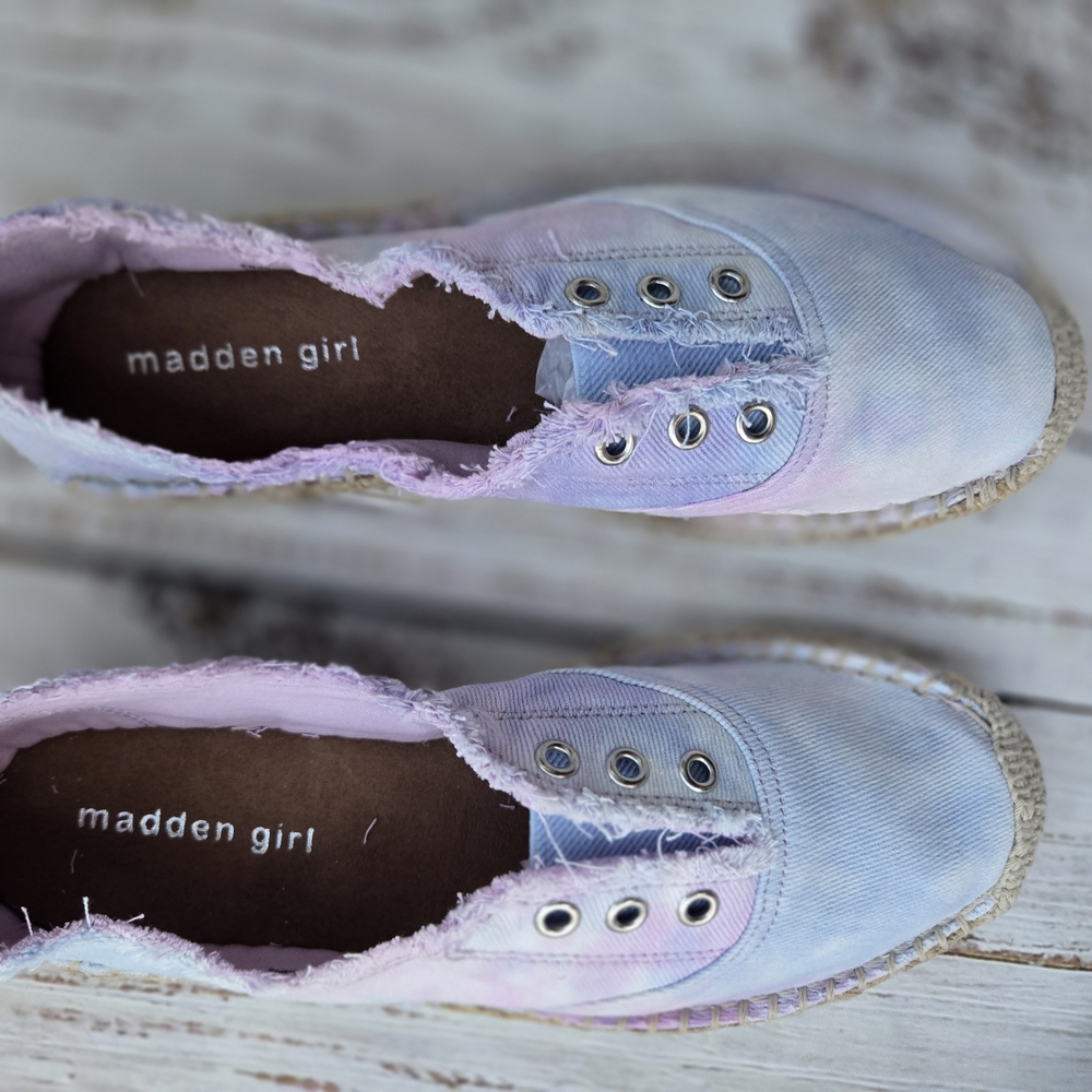 Madden Girl Pink and Blue Casual Sneakers with Distressed Canvas